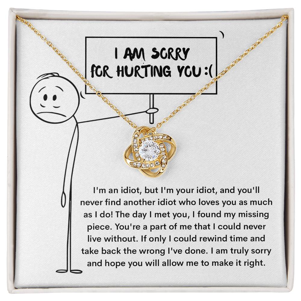 I'm Sorry for Hurting You - Love Knot Necklace & Funny Apology Card