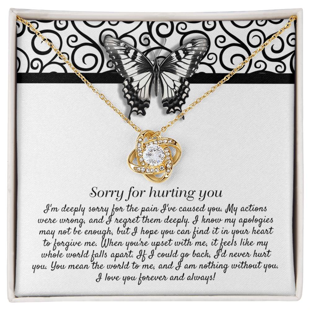 Heartfelt Regret: Love Knot Necklace with Apology Message Card