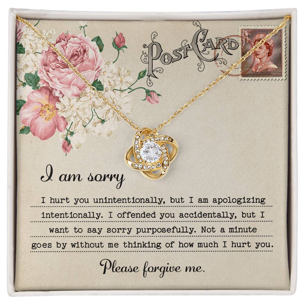 Heartfelt Apology: Love Knot Necklace with Sorry Message Card