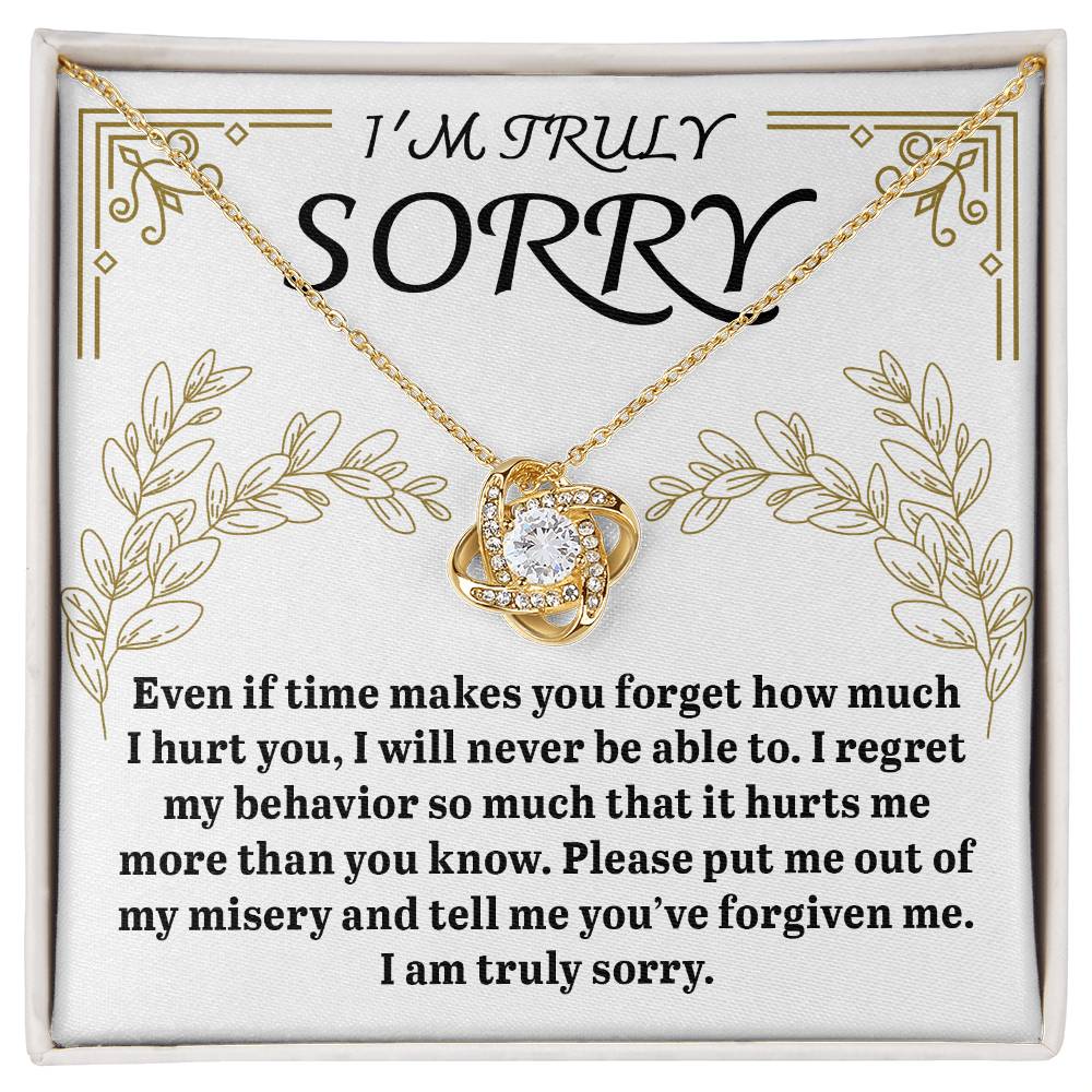 I'm Truly Sorry - Love Knot Necklace & Heartfelt Apology Card