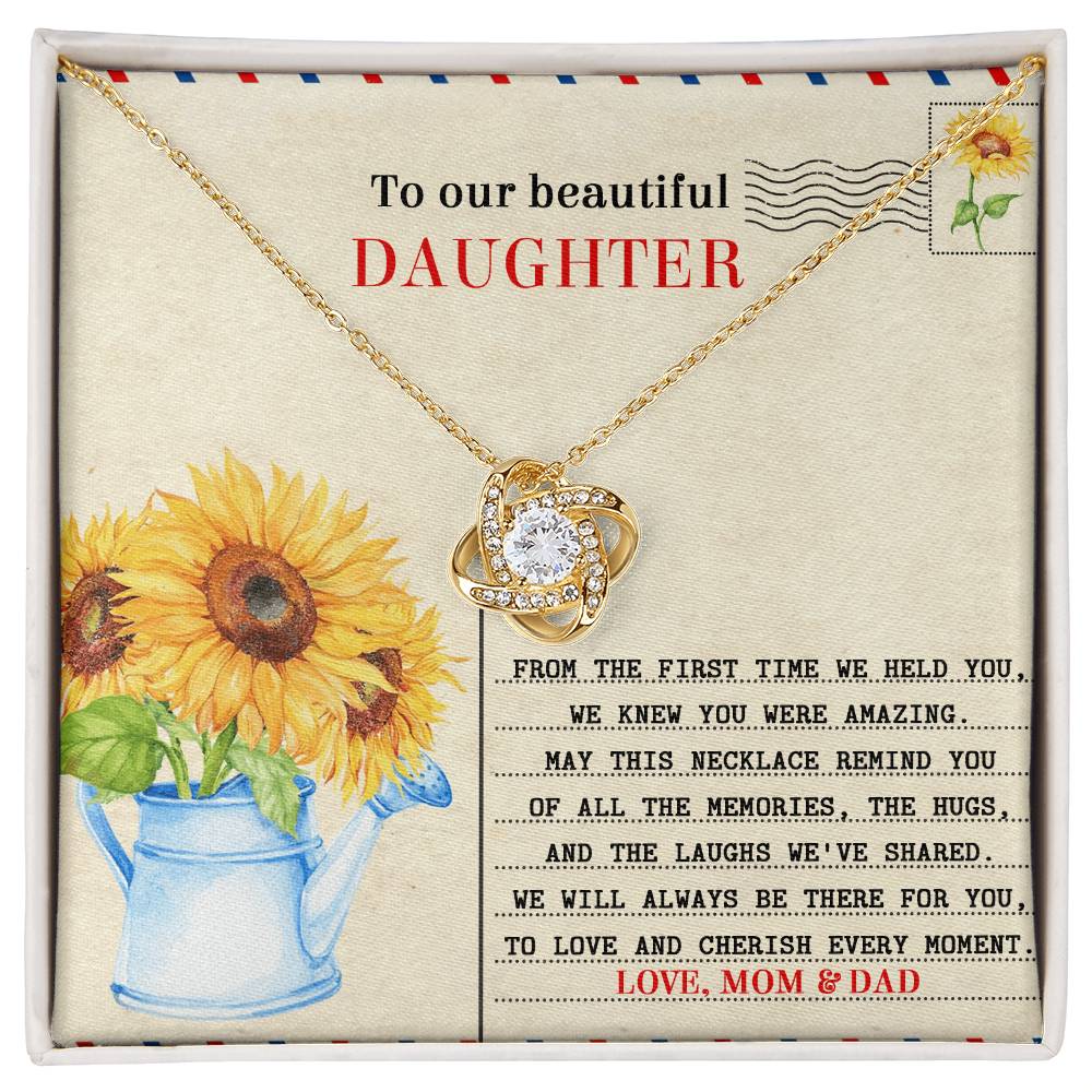 To Our Beautiful Daughter - Sunflower Love Knot Necklace