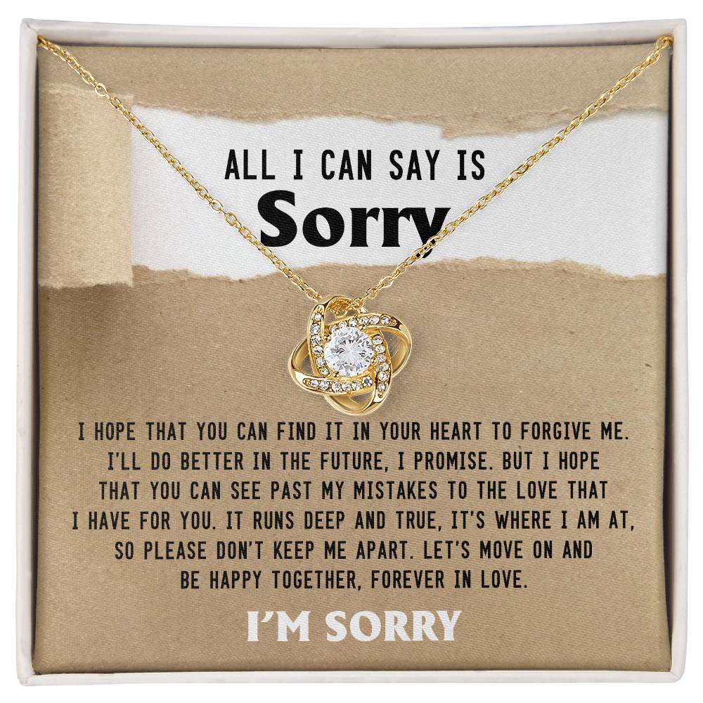 All I Can Say is Sorry - Love Knot Necklace & Heartfelt Apology Card