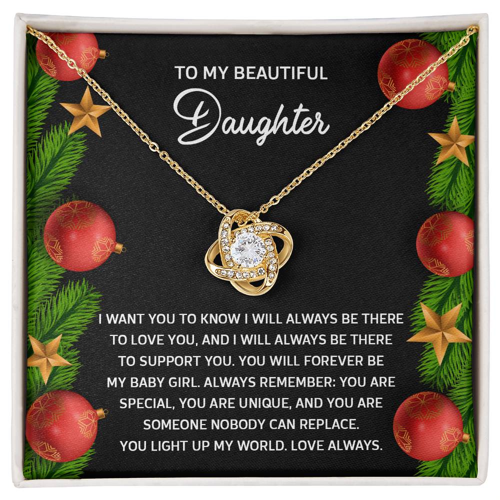 To My Beautiful Daughter Love Knot Necklace – A Christmas Gift of Unconditional Love and Support