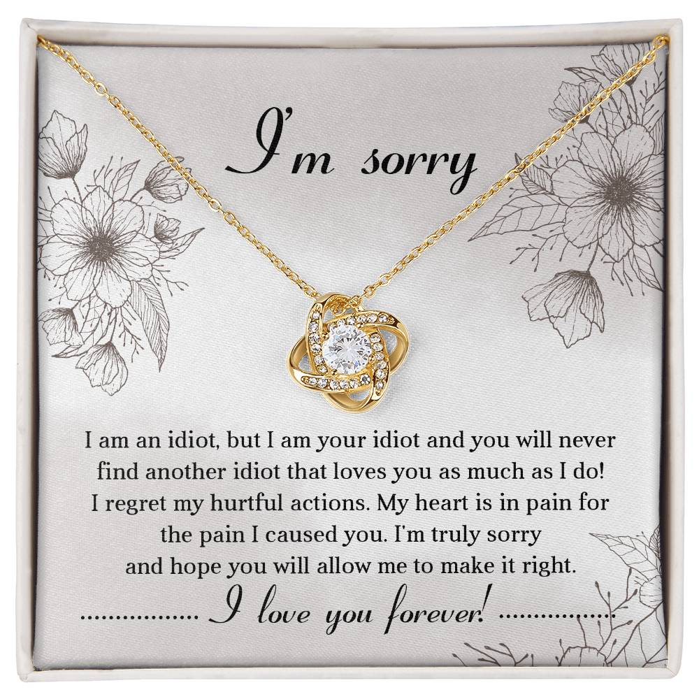 Sincere Apology: Love Knot Necklace with Heartfelt Sorry Message Card