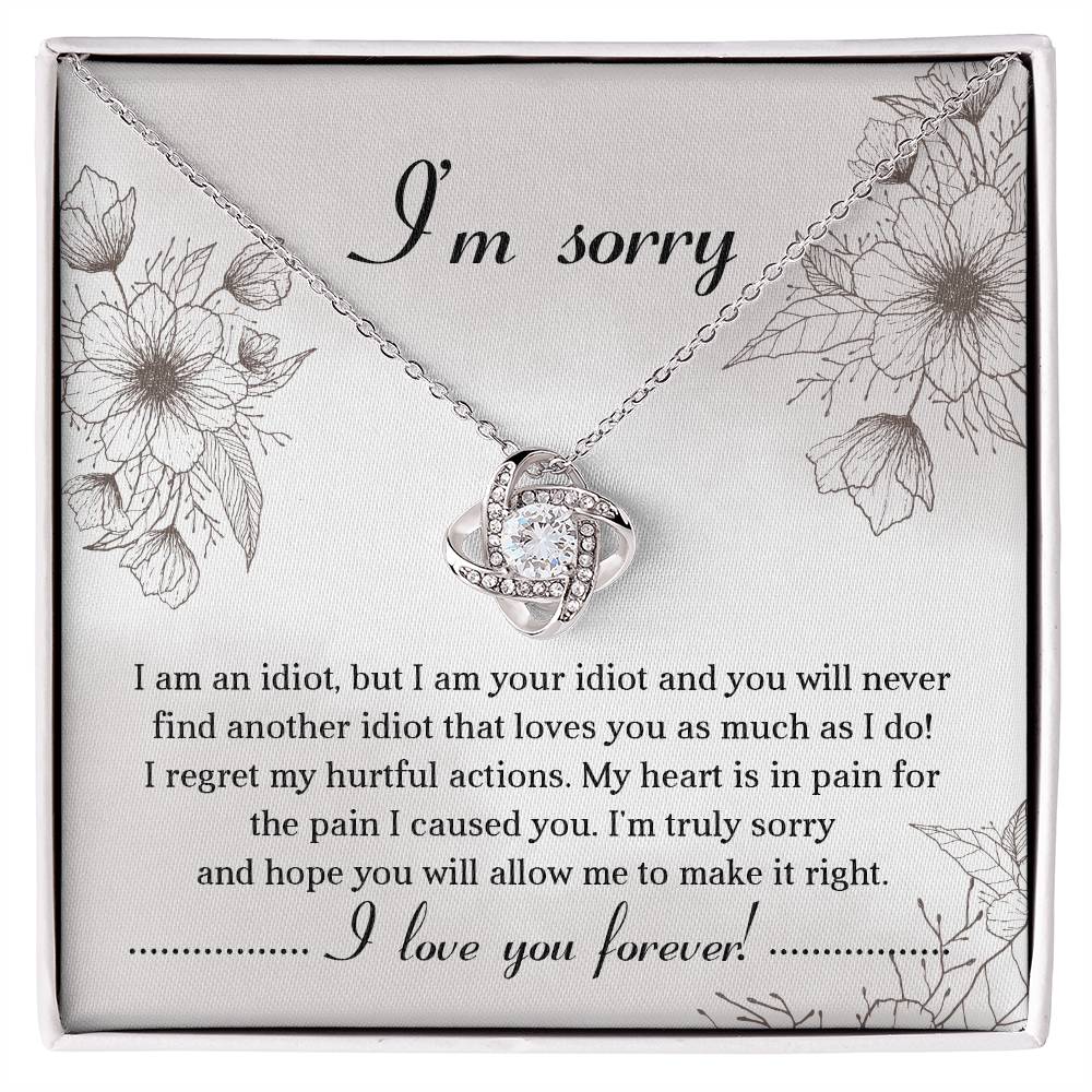 Sincere Apology: Love Knot Necklace with Heartfelt Sorry Message Card