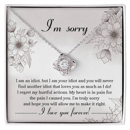 Sincere Apology: Love Knot Necklace with Heartfelt Sorry Message Card