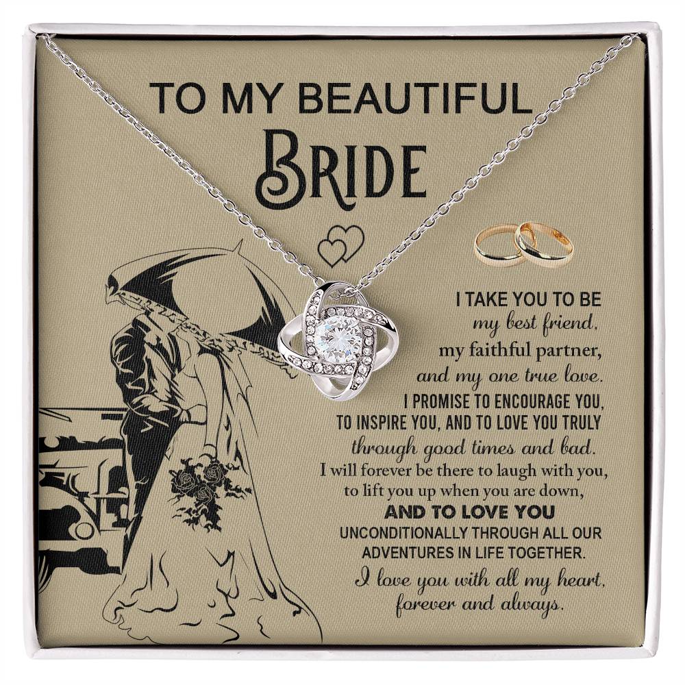 To My Beautiful Bride – Love Knot Necklace