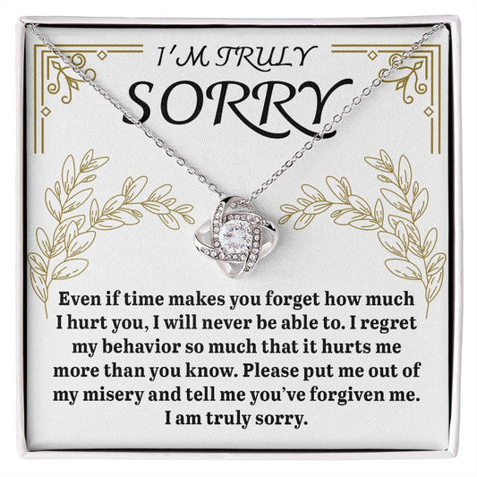 I'm Truly Sorry - Love Knot Necklace & Heartfelt Apology Card