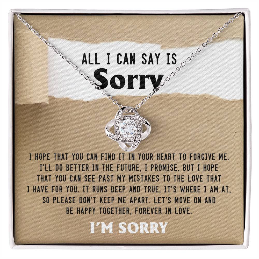 All I Can Say is Sorry - Love Knot Necklace & Heartfelt Apology Card