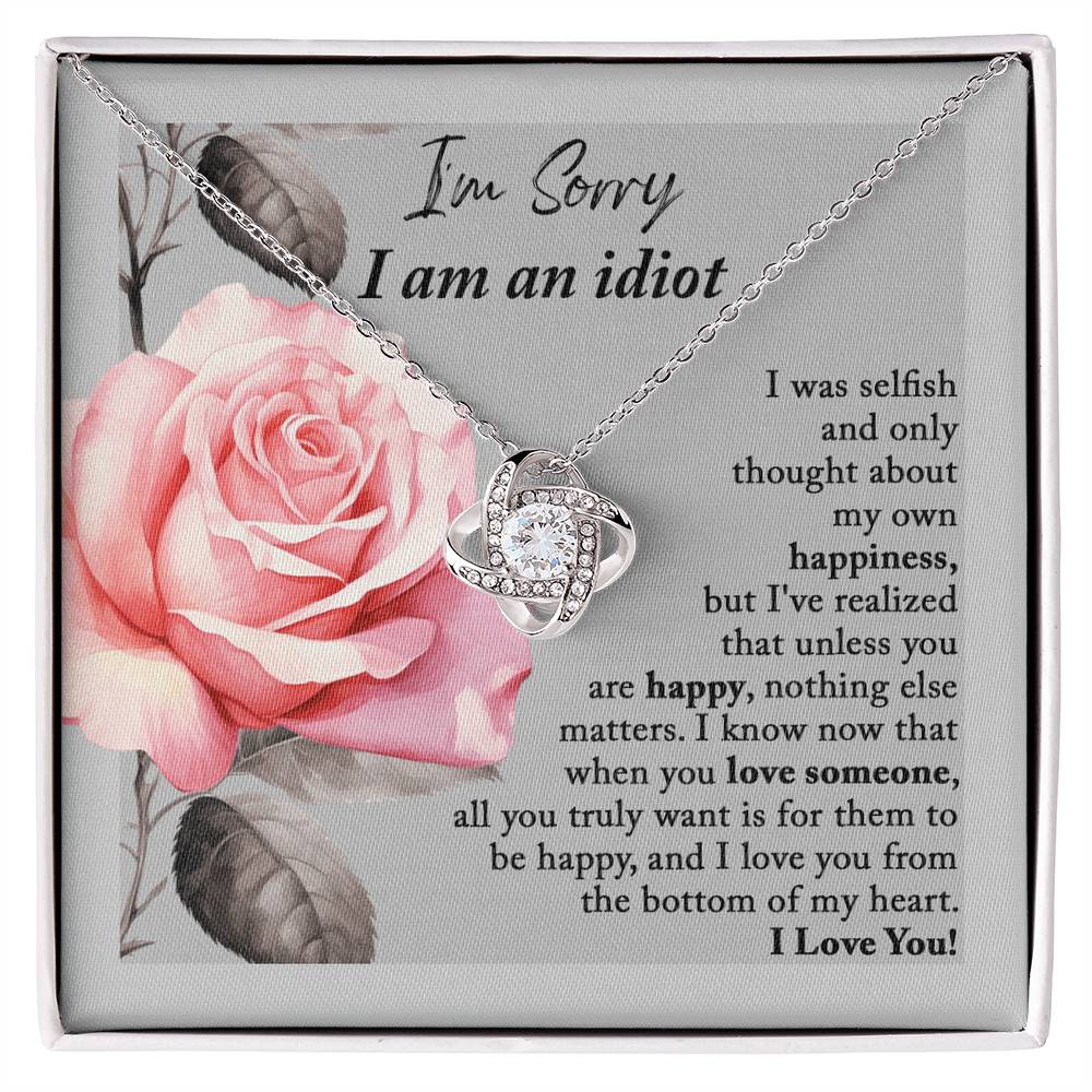 Heartfelt Regret: Love Knot Necklace with Apology Message Card