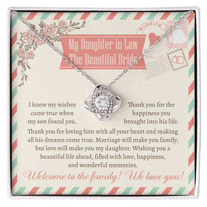 To My Daughter-in-Law on Your Wedding Day – Love Knot Necklace