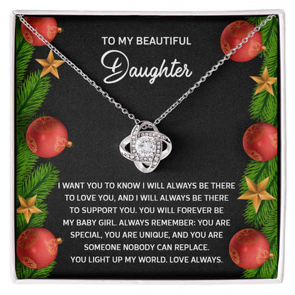 To My Beautiful Daughter Love Knot Necklace – A Christmas Gift of Unconditional Love and Support