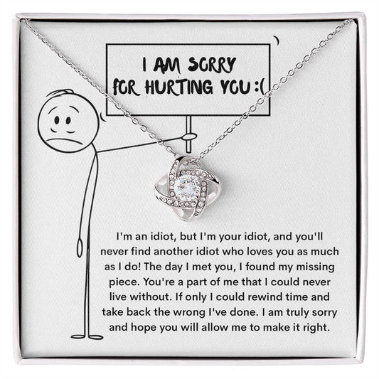 I'm Sorry for Hurting You - Love Knot Necklace & Funny Apology Card