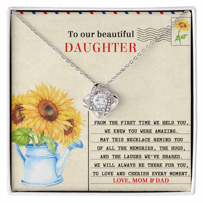 To Our Beautiful Daughter - Sunflower Love Knot Necklace