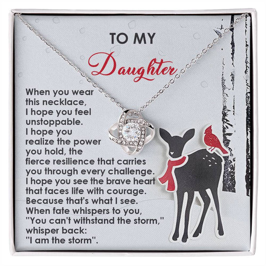 Daughter Love Knot Necklace – A Symbol of Strength and Courage