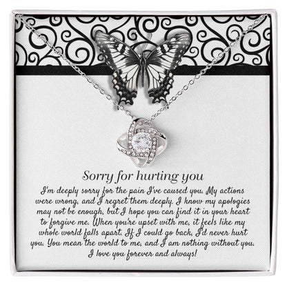 Heartfelt Regret: Love Knot Necklace with Apology Message Card