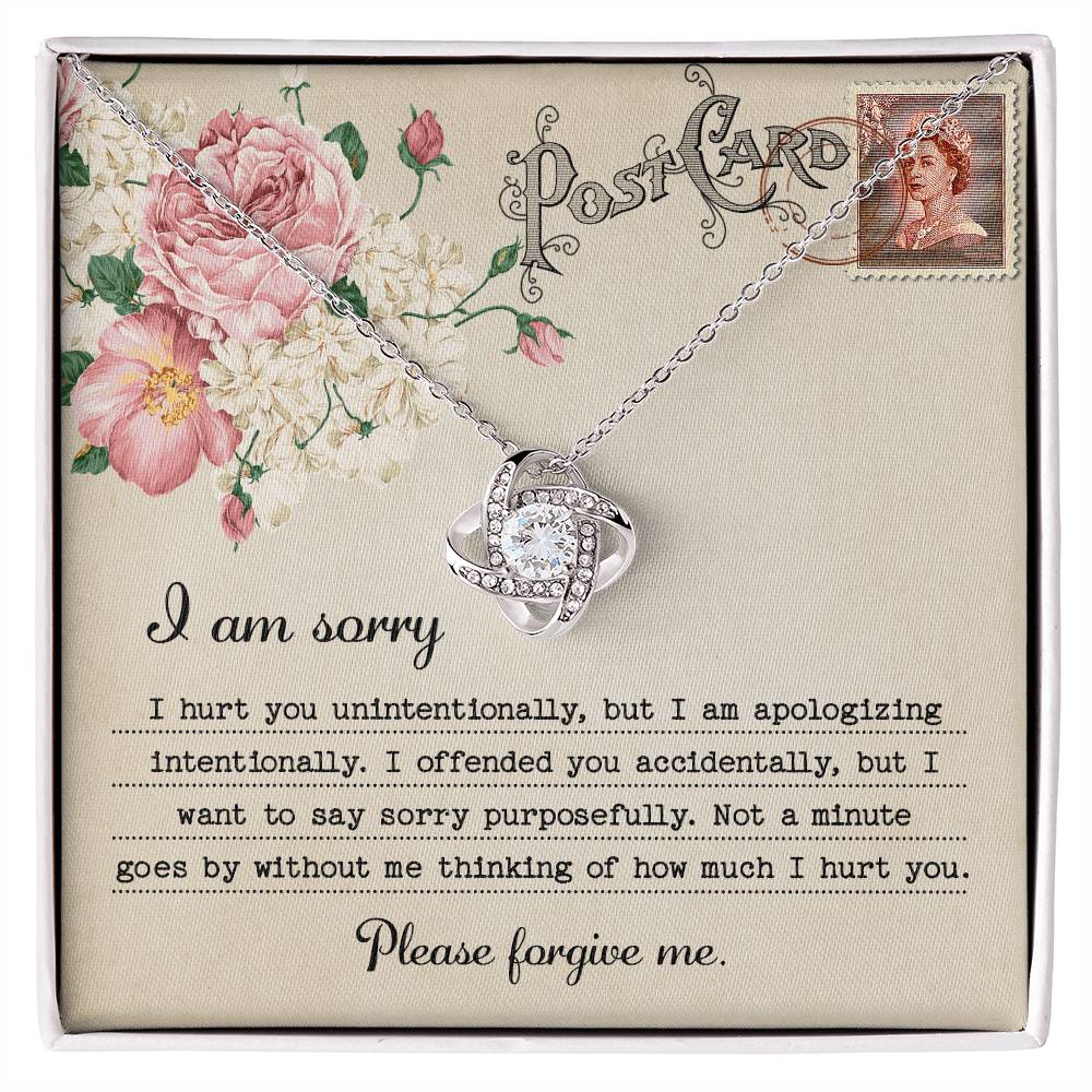 Heartfelt Apology: Love Knot Necklace with Sorry Message Card