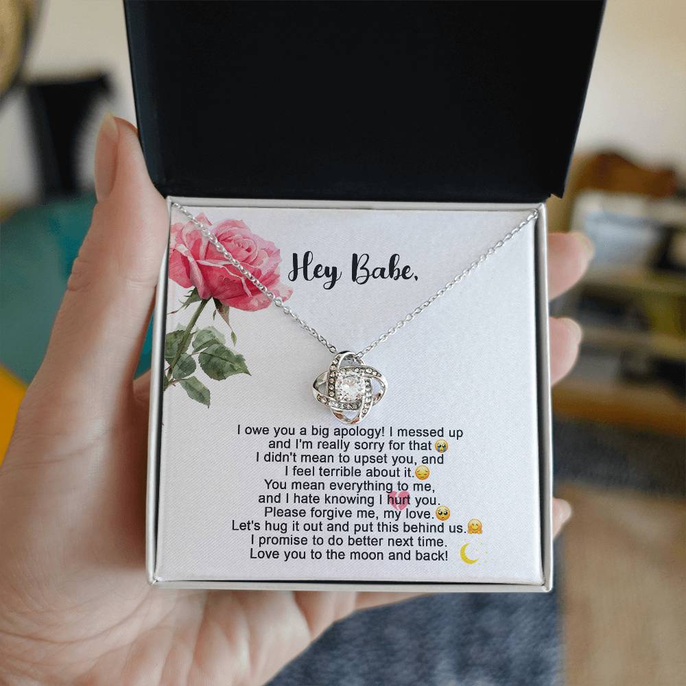 Heartfelt Apology: Love Knot Necklace with Sorry Message Card