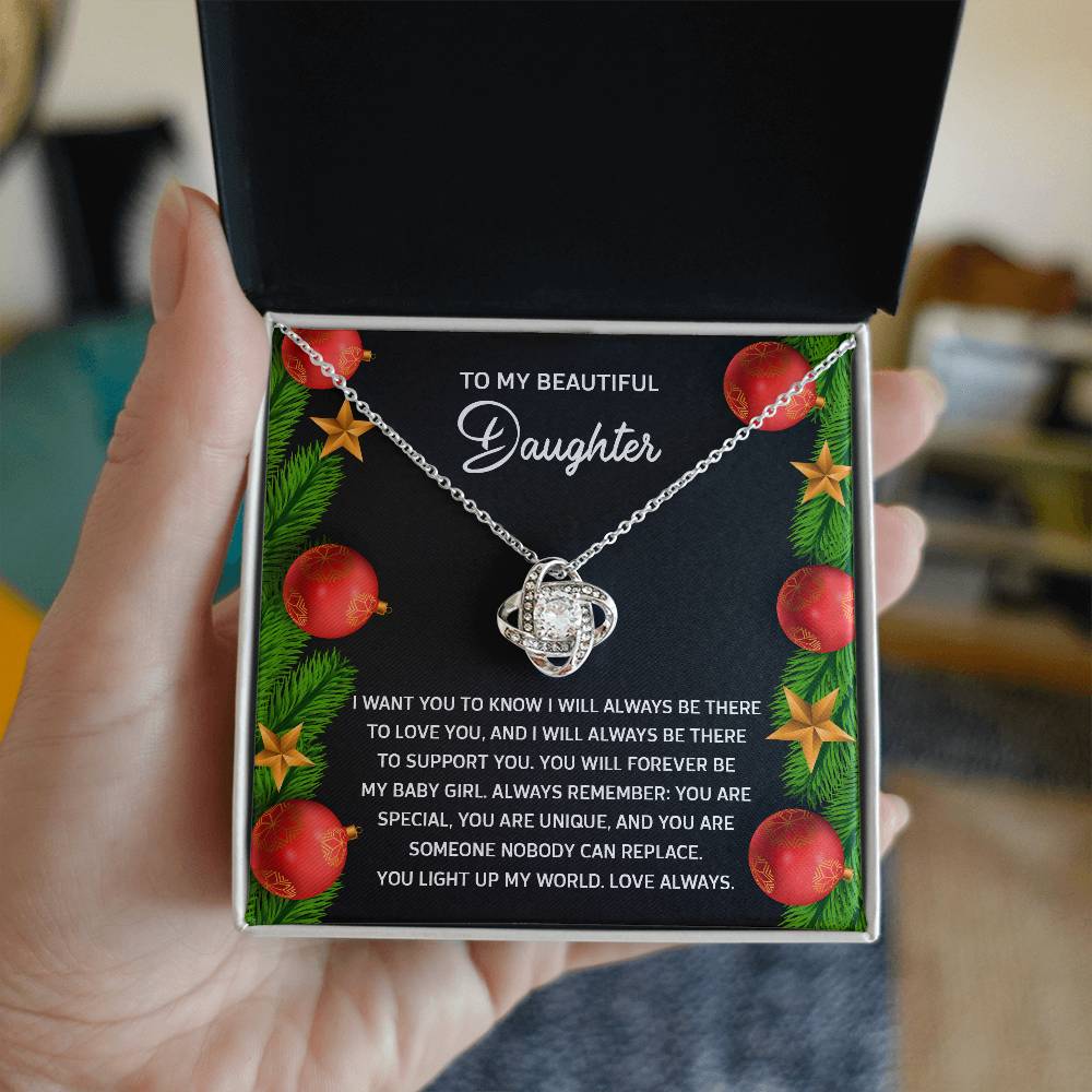 To My Beautiful Daughter Love Knot Necklace – A Christmas Gift of Unconditional Love and Support