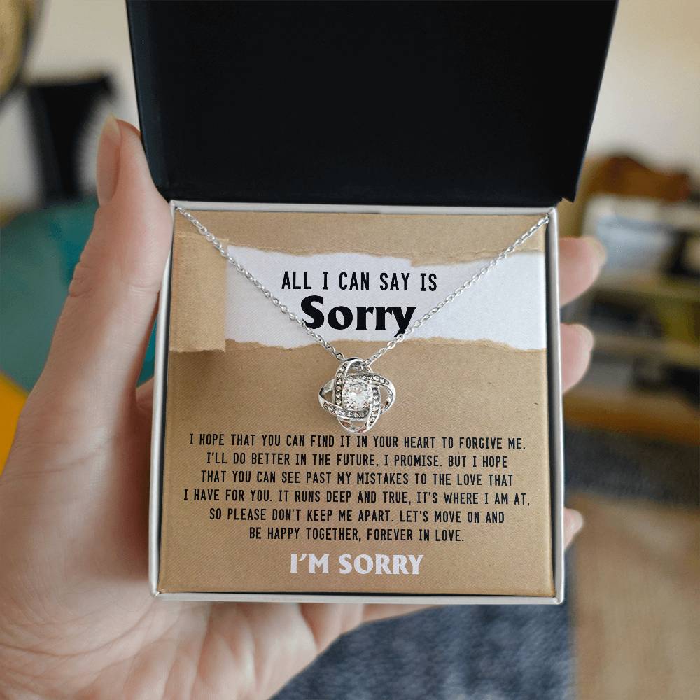 All I Can Say is Sorry - Love Knot Necklace & Heartfelt Apology Card