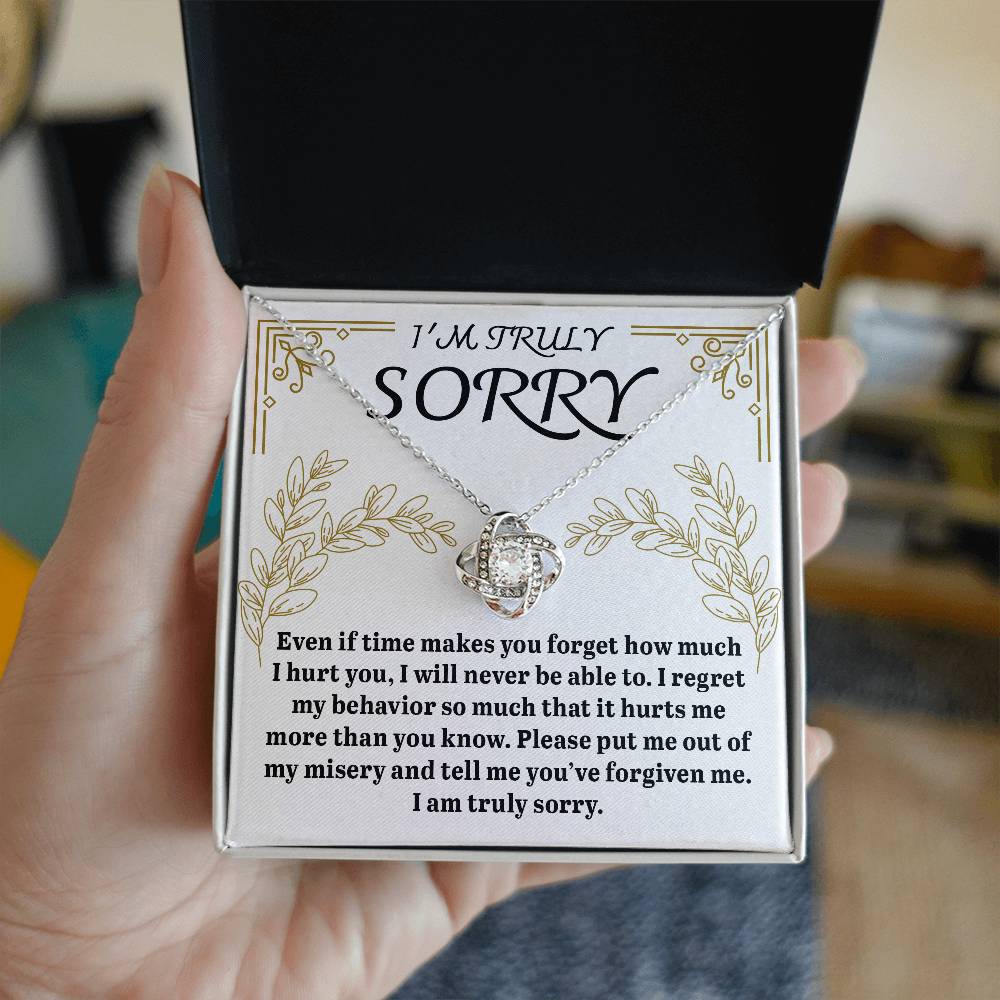 I'm Truly Sorry - Love Knot Necklace & Heartfelt Apology Card