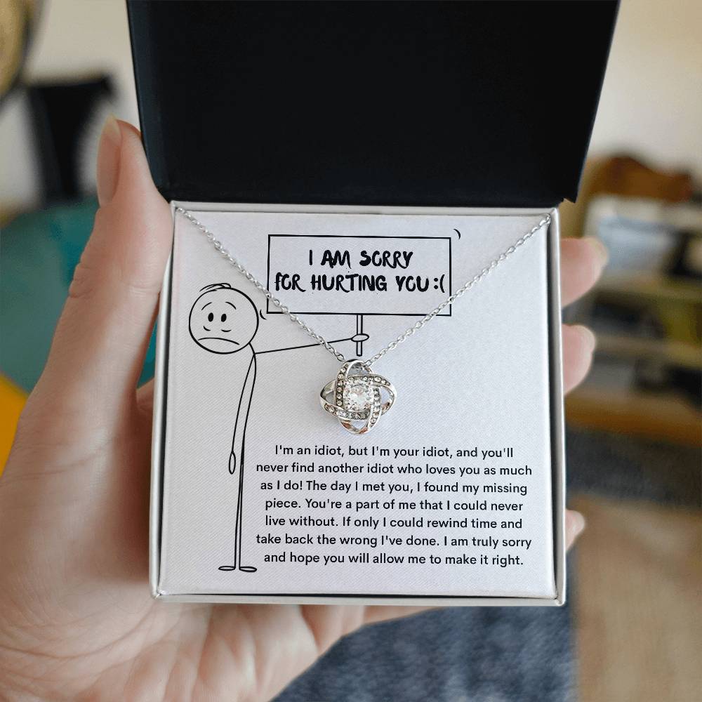 I'm Sorry for Hurting You - Love Knot Necklace & Funny Apology Card