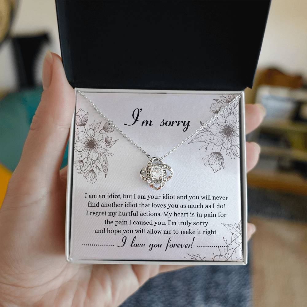 Sincere Apology: Love Knot Necklace with Heartfelt Sorry Message Card