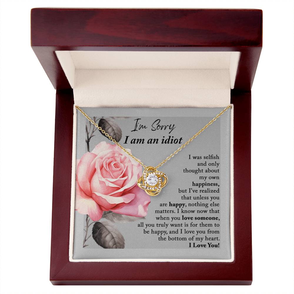 Heartfelt Regret: Love Knot Necklace with Apology Message Card