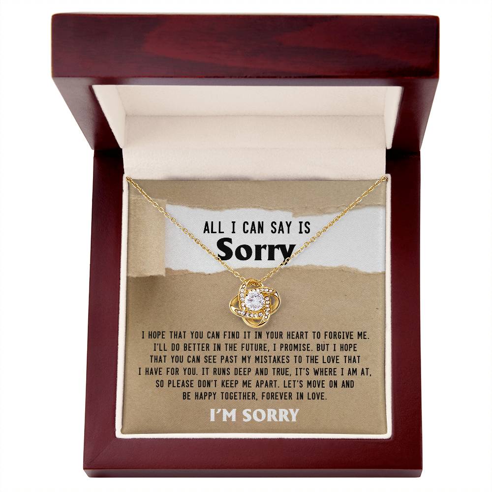 All I Can Say is Sorry - Love Knot Necklace & Heartfelt Apology Card