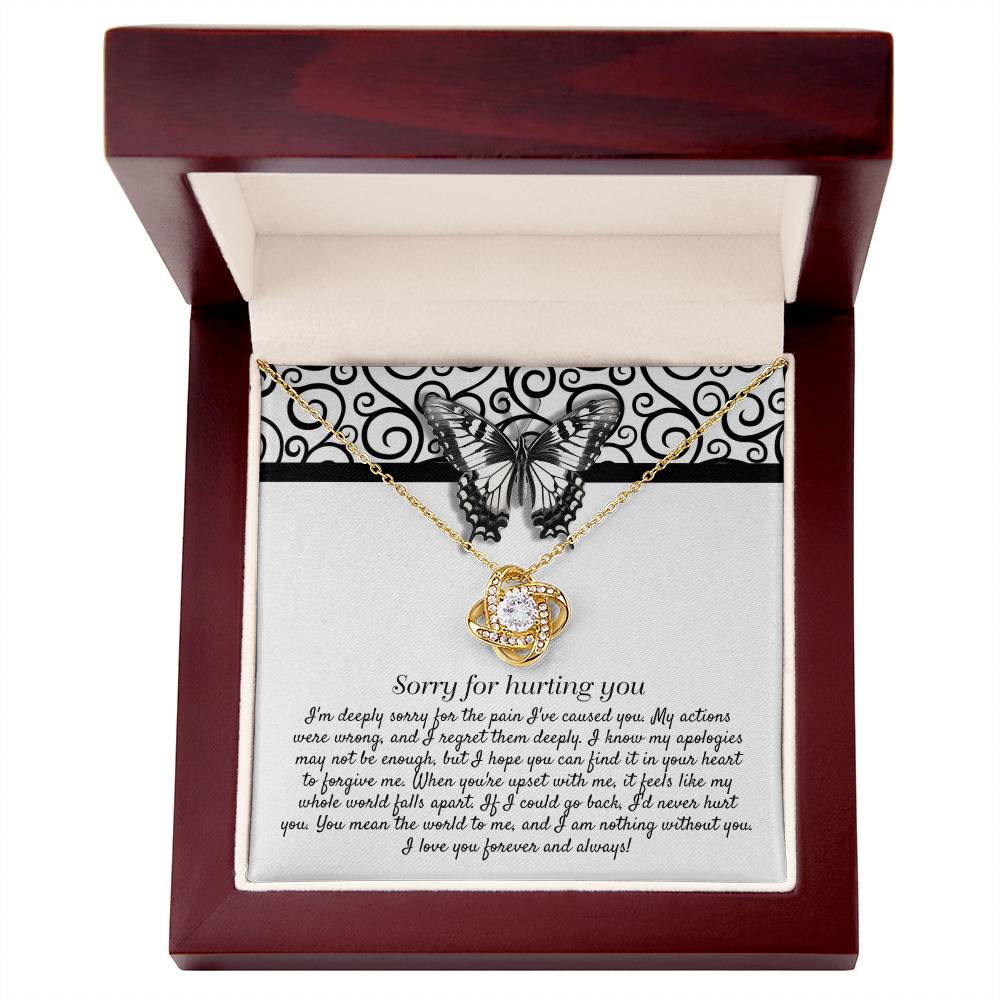 Heartfelt Regret: Love Knot Necklace with Apology Message Card