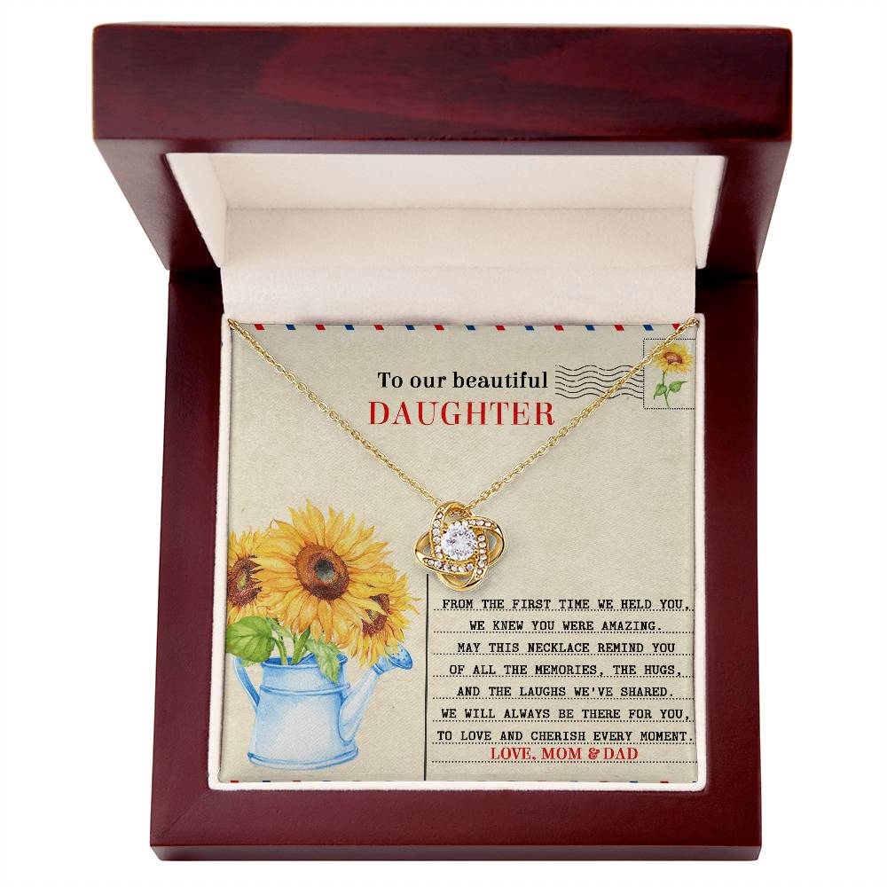 To Our Beautiful Daughter - Sunflower Love Knot Necklace