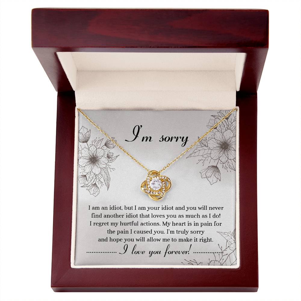 Sincere Apology: Love Knot Necklace with Heartfelt Sorry Message Card