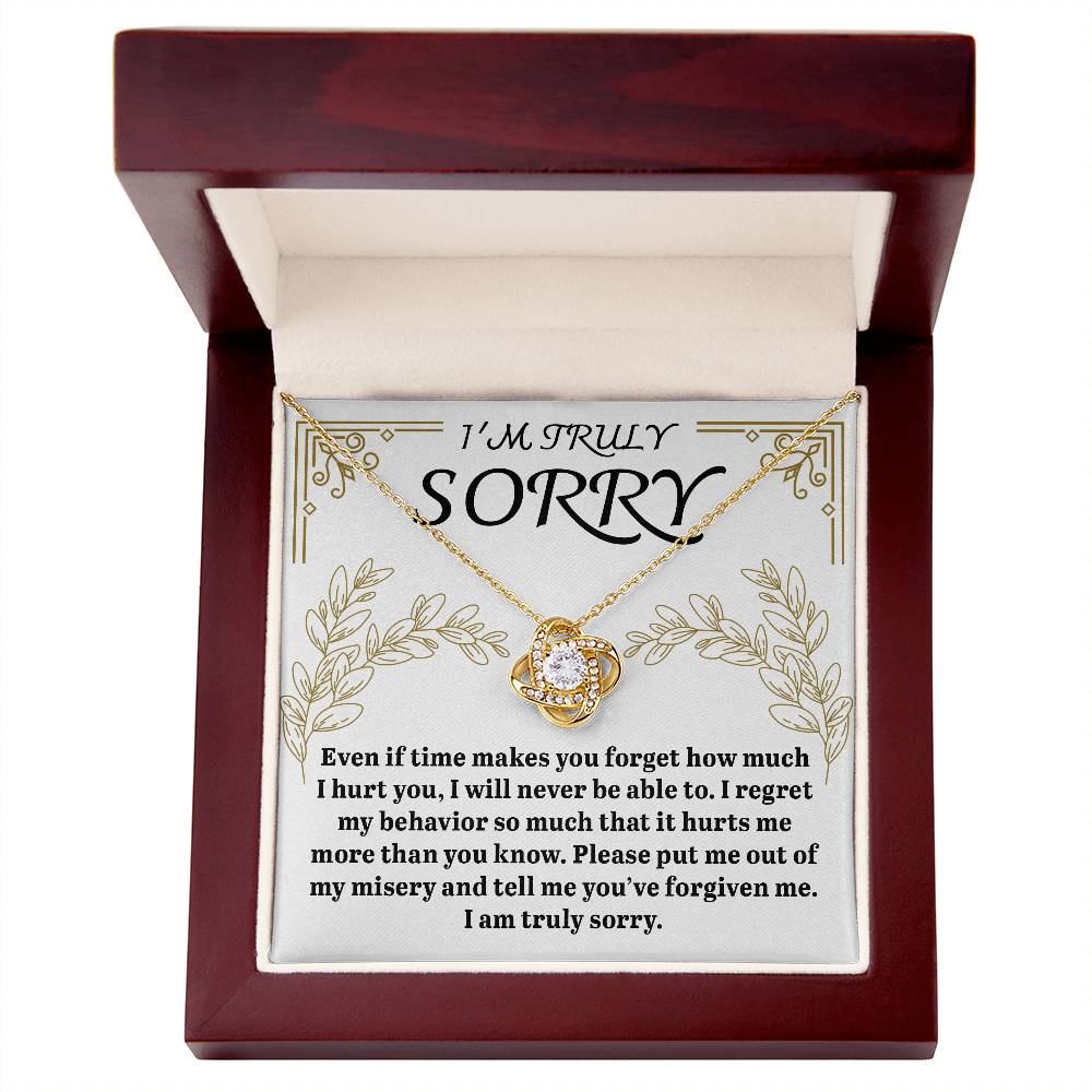 I'm Truly Sorry - Love Knot Necklace & Heartfelt Apology Card