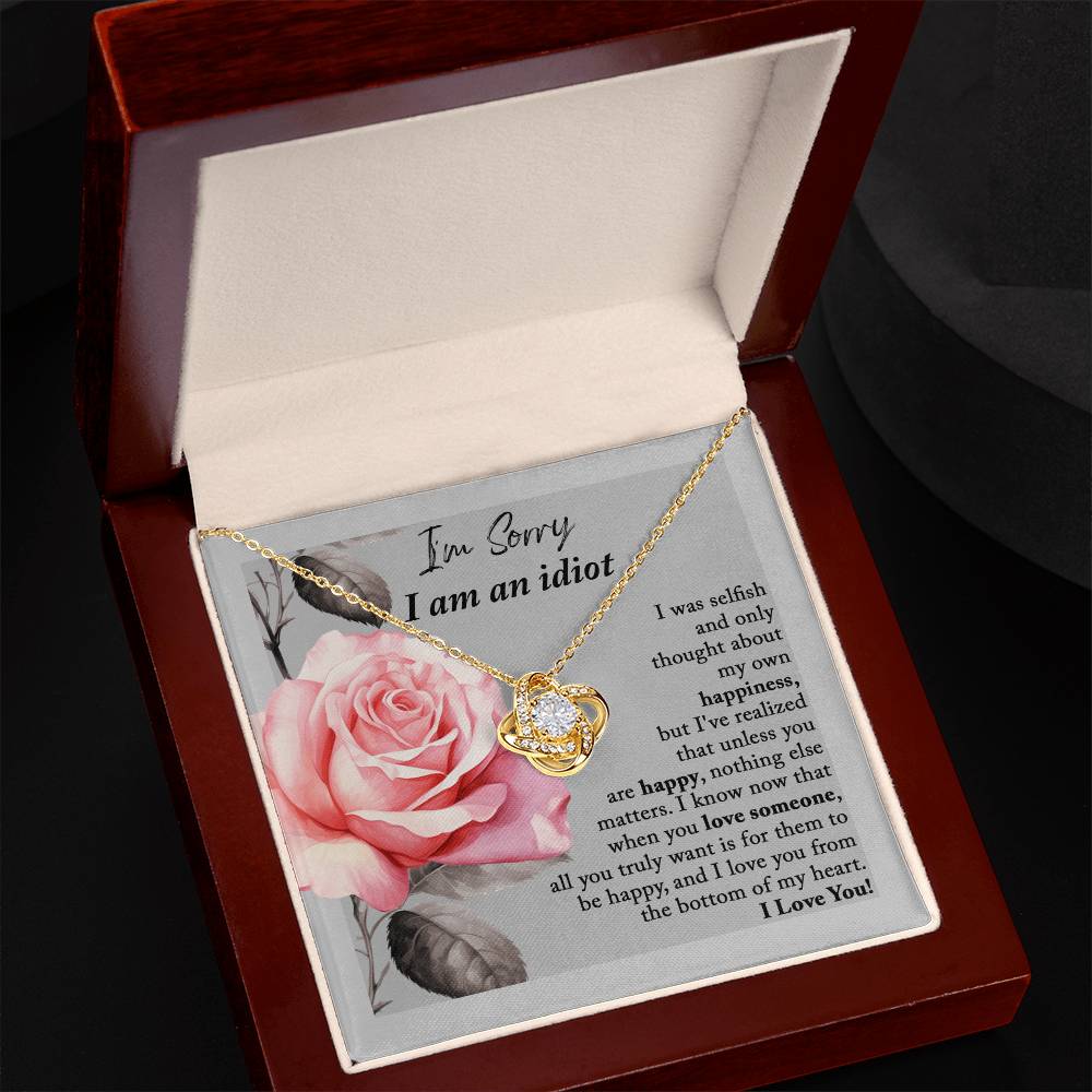 Heartfelt Regret: Love Knot Necklace with Apology Message Card