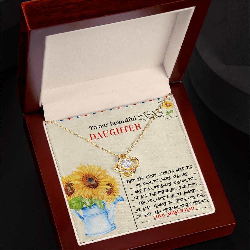 To Our Beautiful Daughter - Sunflower Love Knot Necklace