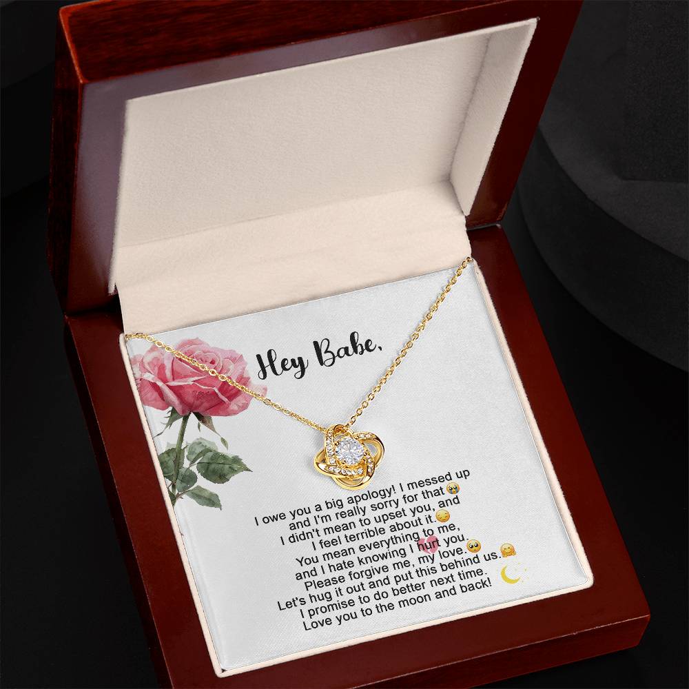 Heartfelt Apology: Love Knot Necklace with Sorry Message Card