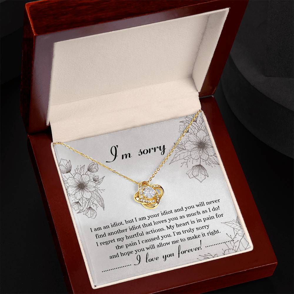 Sincere Apology: Love Knot Necklace with Heartfelt Sorry Message Card