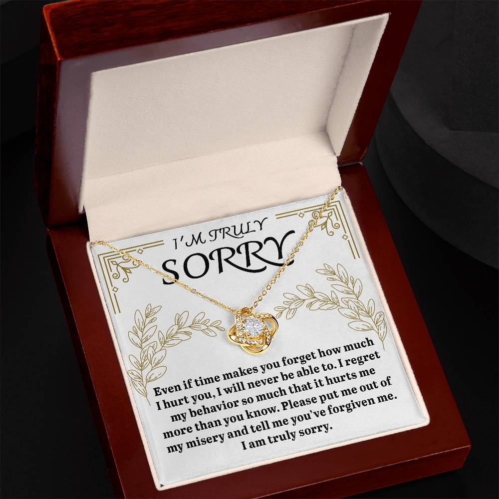 I'm Truly Sorry - Love Knot Necklace & Heartfelt Apology Card