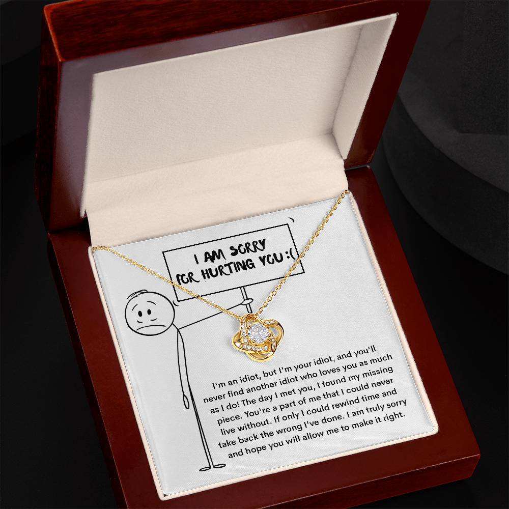 I'm Sorry for Hurting You - Love Knot Necklace & Funny Apology Card