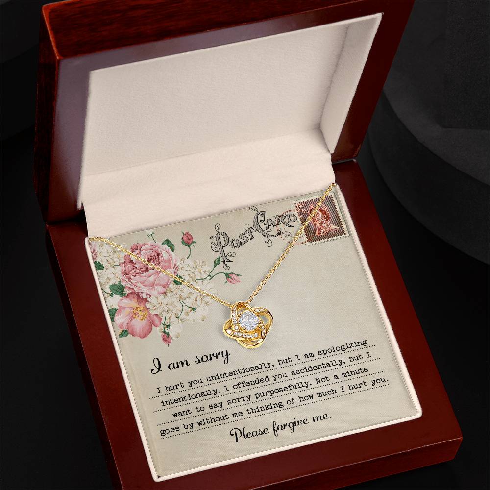 Heartfelt Apology: Love Knot Necklace with Sorry Message Card