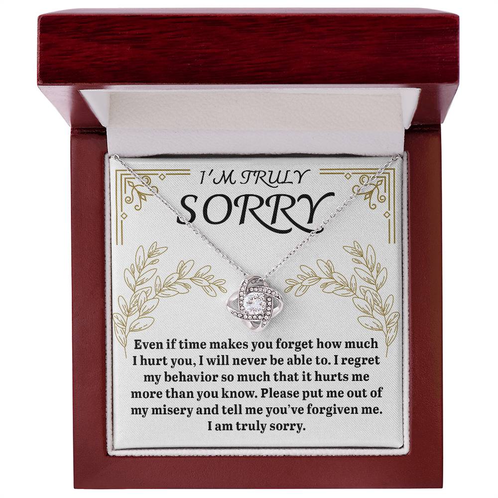 I'm Truly Sorry - Love Knot Necklace & Heartfelt Apology Card