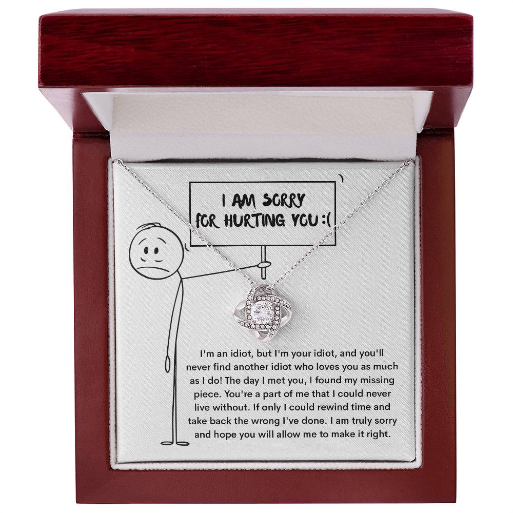 I'm Sorry for Hurting You - Love Knot Necklace & Funny Apology Card