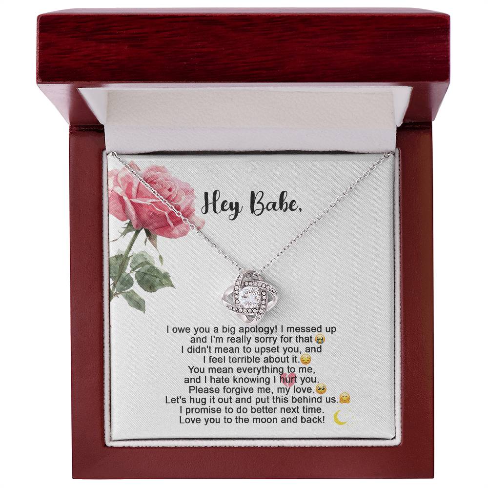 Heartfelt Apology: Love Knot Necklace with Sorry Message Card