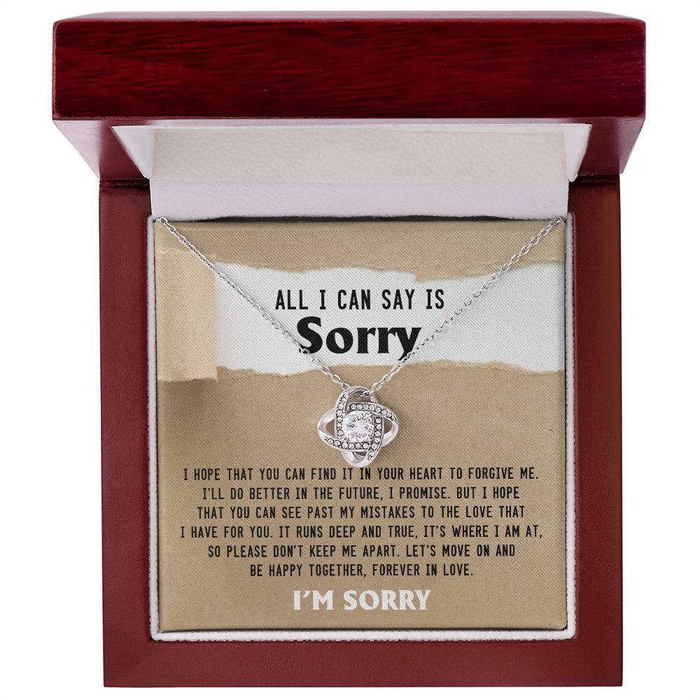 All I Can Say is Sorry - Love Knot Necklace & Heartfelt Apology Card