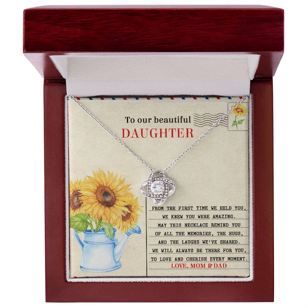 To Our Beautiful Daughter - Sunflower Love Knot Necklace