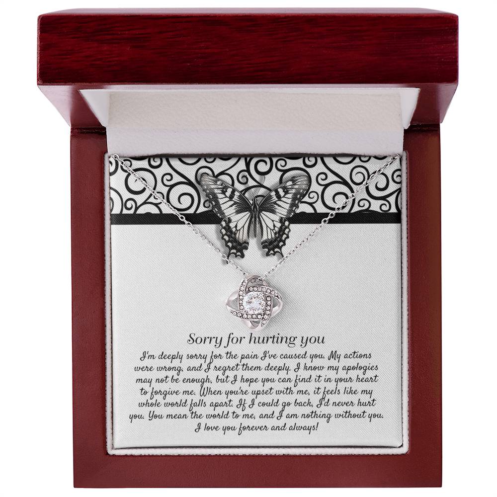 Heartfelt Regret: Love Knot Necklace with Apology Message Card