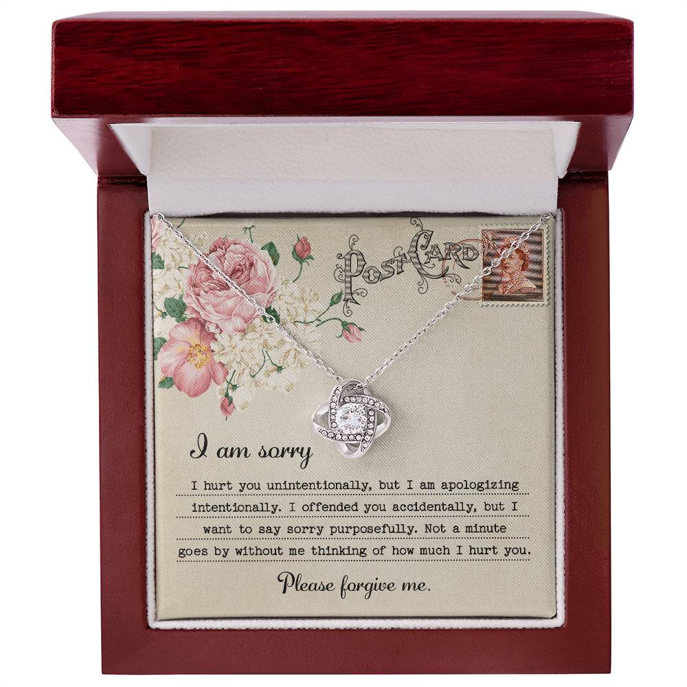 Heartfelt Apology: Love Knot Necklace with Sorry Message Card