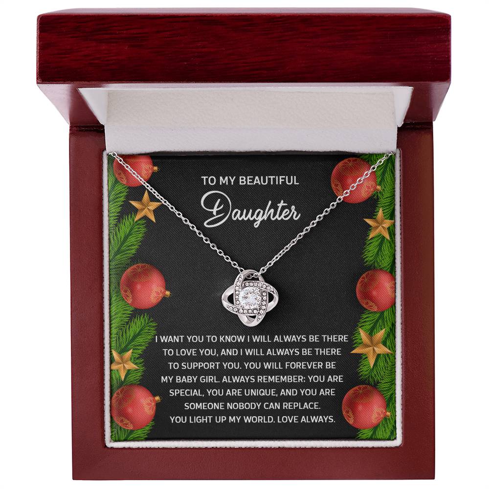 To My Beautiful Daughter Love Knot Necklace – A Christmas Gift of Unconditional Love and Support