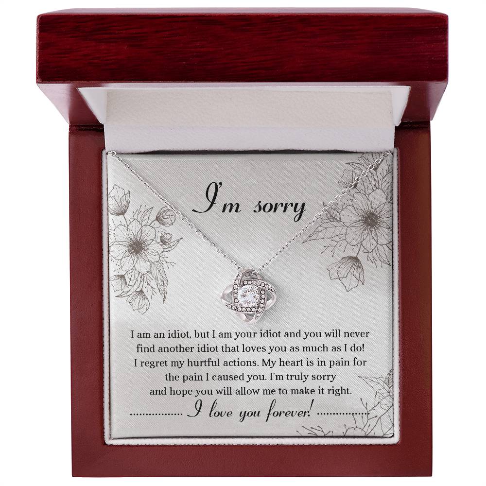 Sincere Apology: Love Knot Necklace with Heartfelt Sorry Message Card