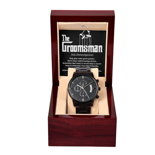 To The Ultimate Groomsman – Black Chronograph Watch